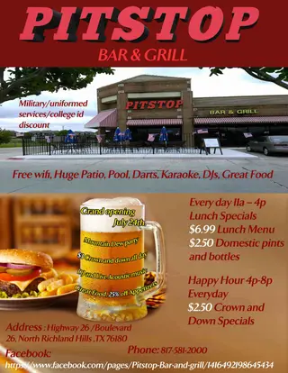 Pit Stop Bar & Grill, gastropub, North Richland Hills